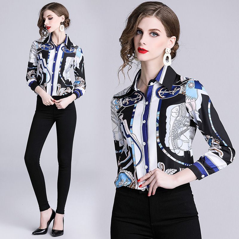cell Pretty Instantly Luxury Designer Print Classic Shirt Plus Size Women Spring Autumn Winter Fashion Ladies Elegant Button Front cell Pretty Instantly Luxury Designer Print Classic Shirt Plus Size Women Spring Autumn Winter Fashion Ladies Elegant Button Front
