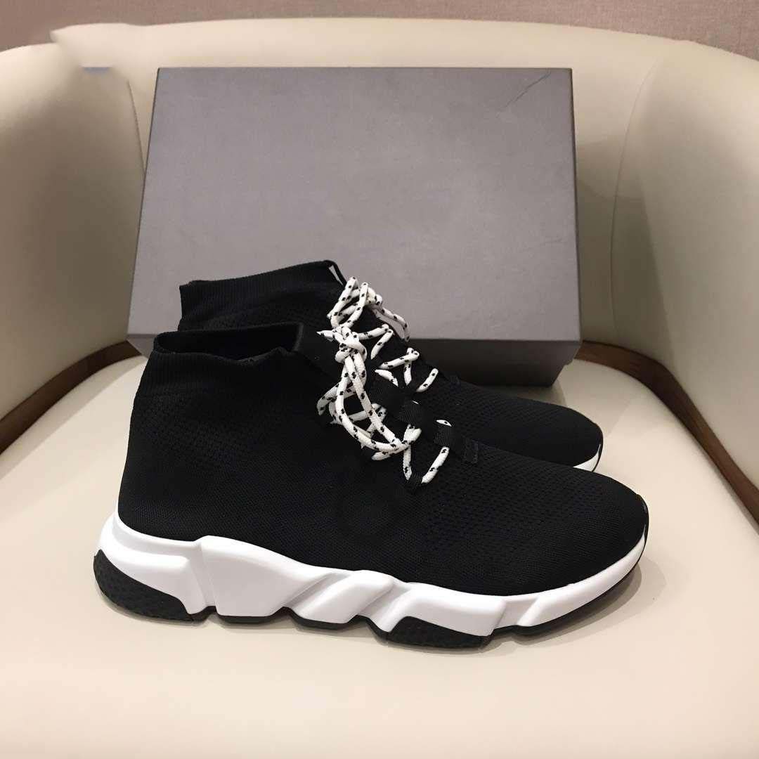 Balenciaga zapatos de lujo zapatos transpirable elastizados mujeres de los hombres zapatillas de deporte con cordones deportivos calcetines de color negro botas blancas