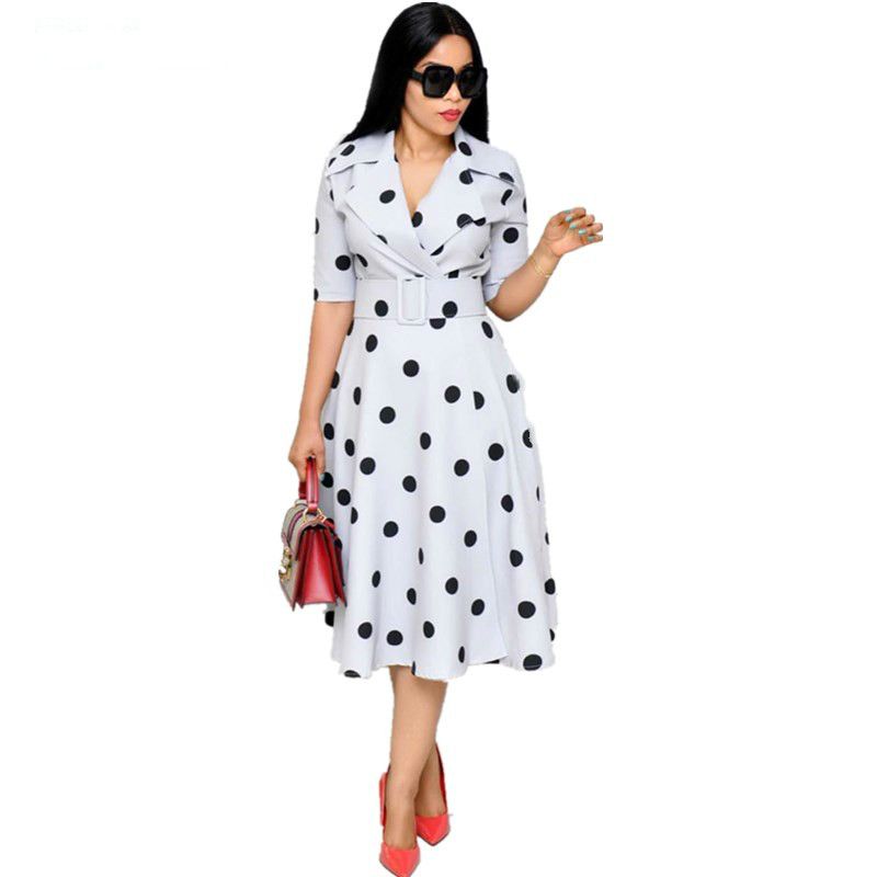 2020 African Dresses For Women Dot Print Summer Style White Midi Dress Hijab Plus Size African Clothing 2019 New Style From Glorying 39 94 Dhgate Com