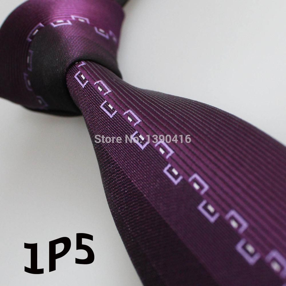 Purple black geometric pattern striped mens tie