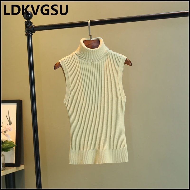 high neck knitted vest