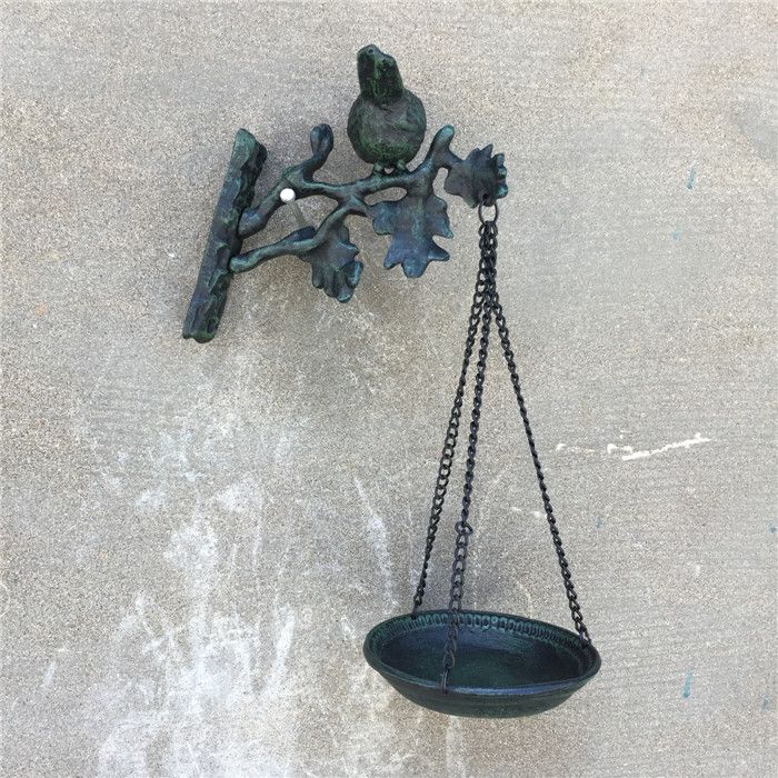 Cast Iron Wall Bird Bath and Feeder