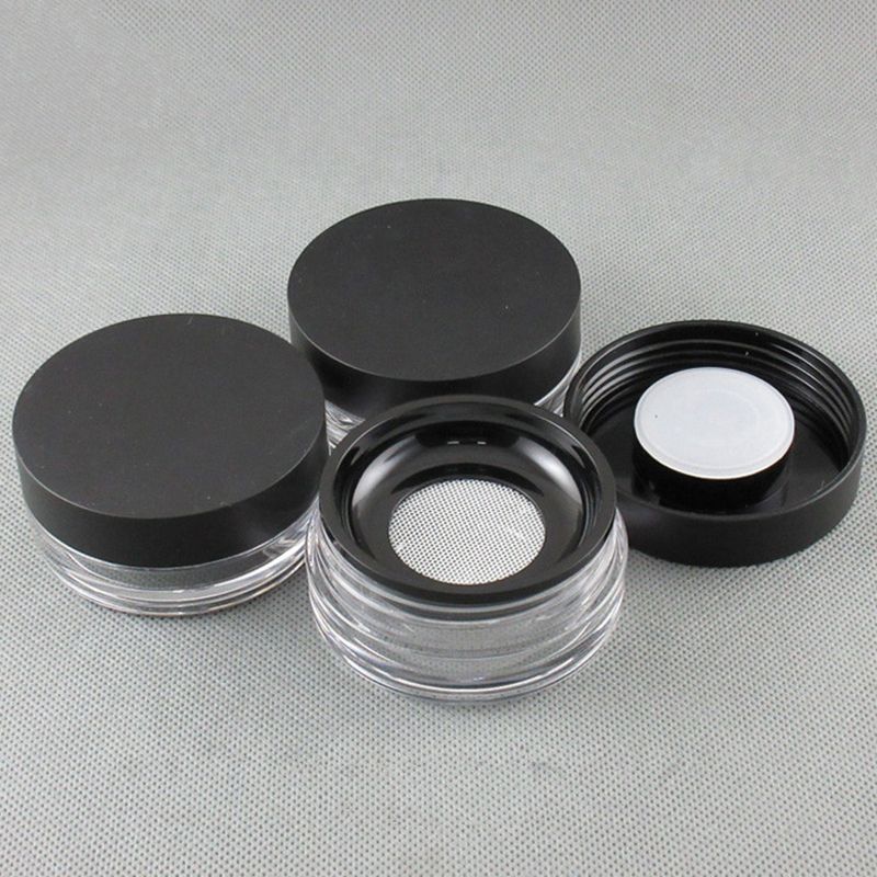Loose Powder Container with Elastic Screen Mesh Net Black Flip Cap Sifter  Jar Box Cosmetic Powder Case F2273