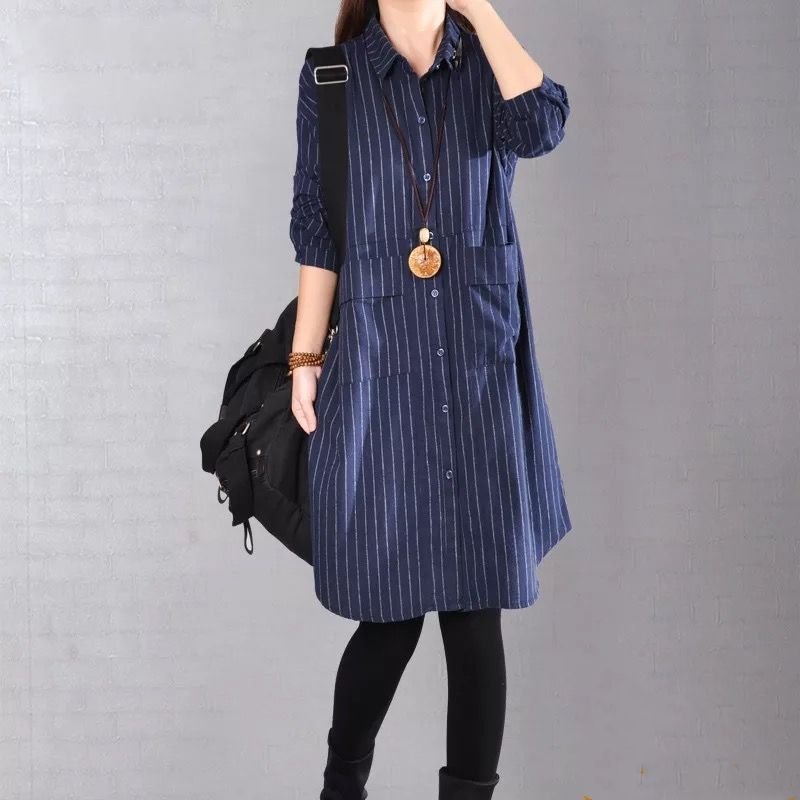 navy blue shirt dress outfit
