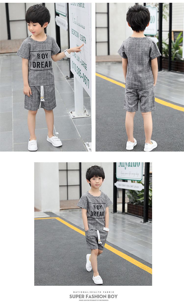 2020 New School Boy Sets Summer Tops Pants Casual Letter Short