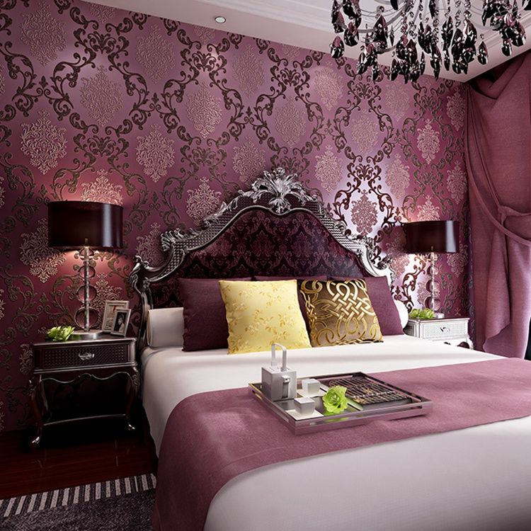 papel de parede European Style Purple 3D foaming non woven Wallpaper Living Room Bedroom TV Background papel de parede European Style Purple 3D foaming non woven Wallpaper Living Room Bedroom TV Background