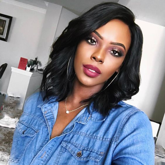 hight quality hairstyle short bob wave wig soft brazilian Hair African  American simulation human hair short bob curly wig with side part