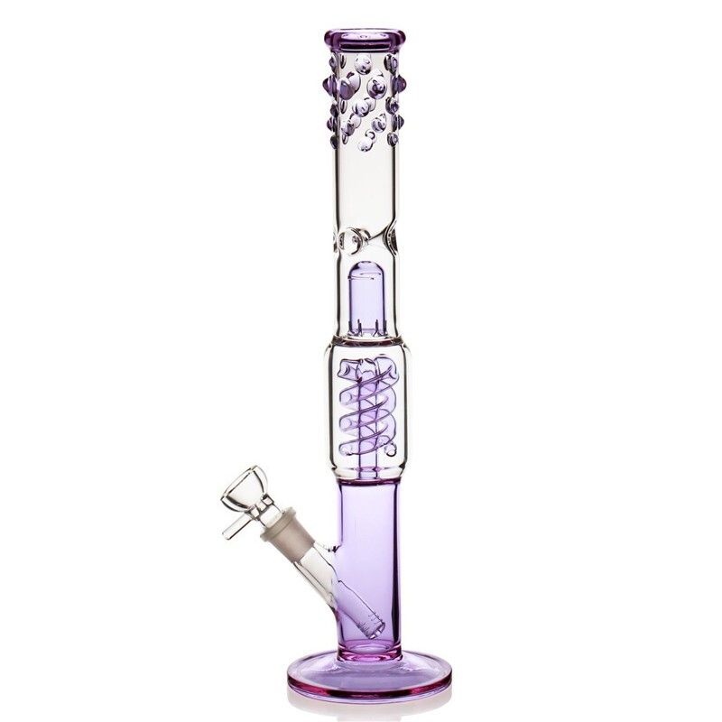 Hookah Water Pipe Heavy Glass 12" Purple Honeycomb Tobacco Bong w/ Splash Guard