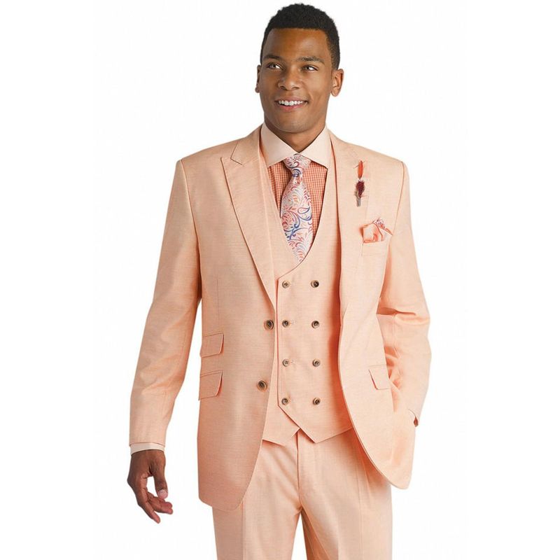 Compra Excelente Novio Coral Esmoquin Muesca Solapa Dos Botones Padrinos De  Boda Para Hombre Vestido De Novia Hombre Chaqueta Blazer Traje De Negocios  Chaqueta + Pantalones + Chaleco Barato | Entrega Rápida