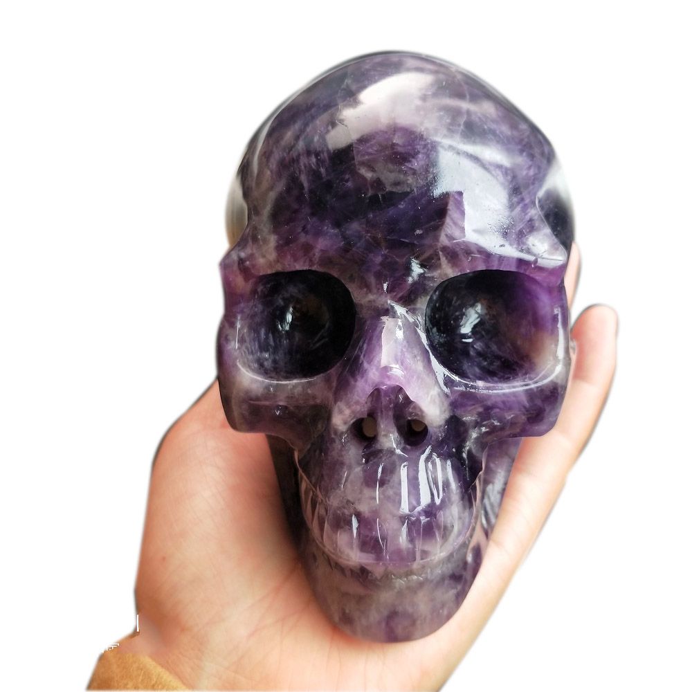 Natural Polished Crystal Skull Mineral Gems Ghost Head Carved Reiki Healing Gift Crafts Feng Shui Home Decoration Stone Statues Tiger s Eye