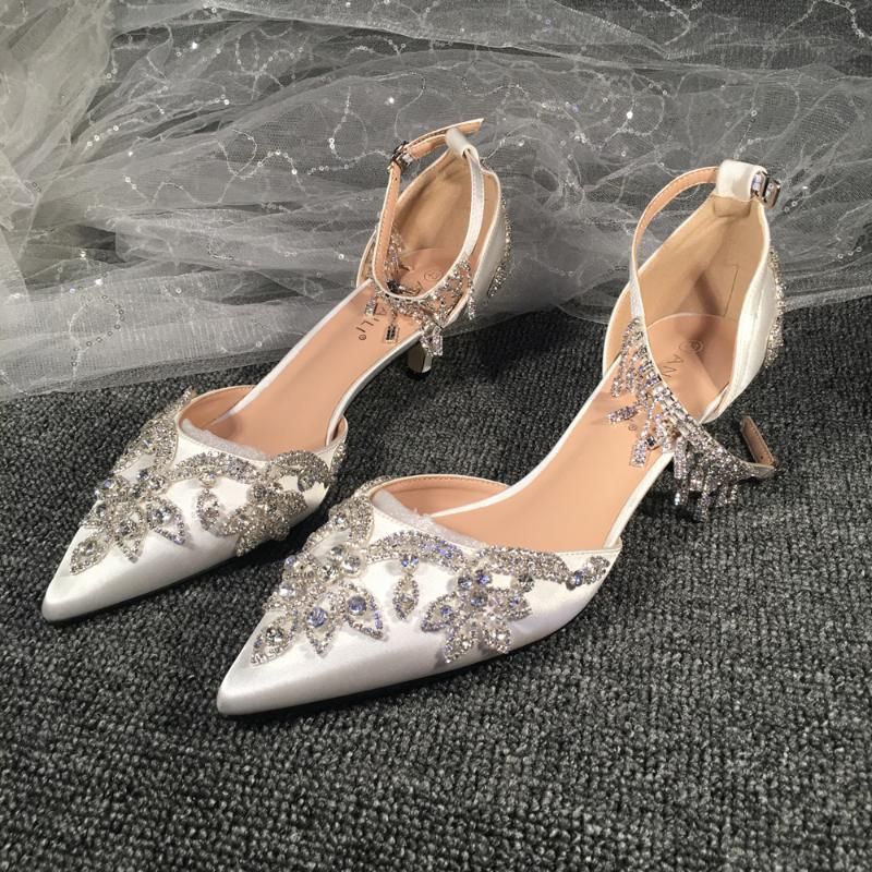 white bridal sandals