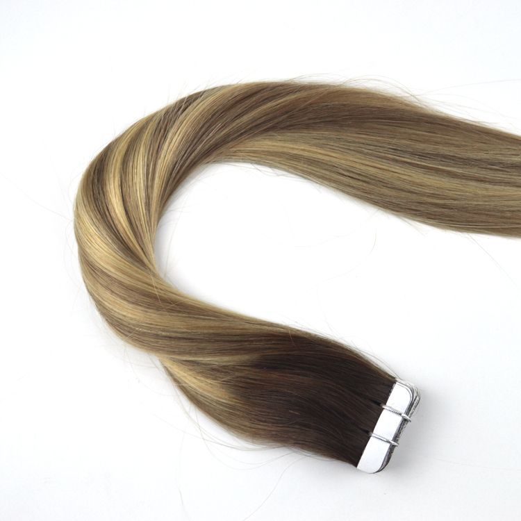 Tape In Hair Extensions Dark Brown Ombre To 8 Highlighted With