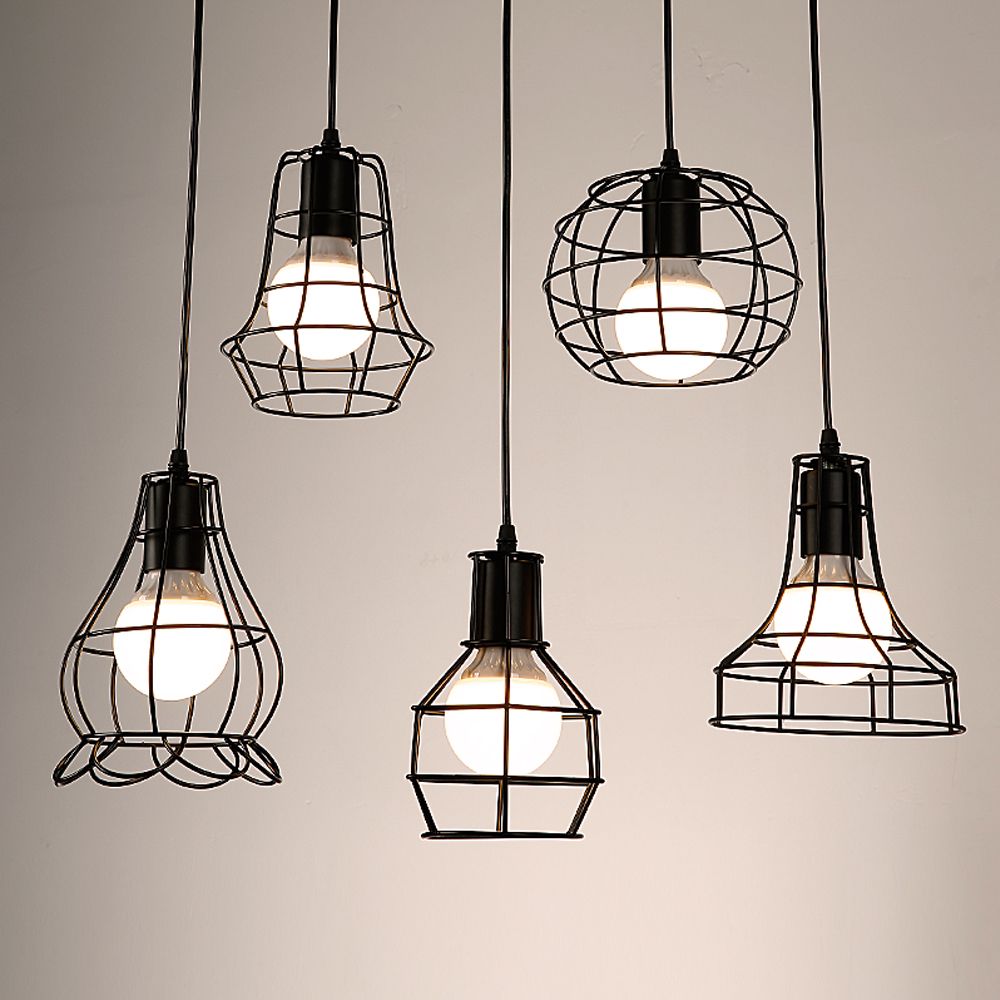 2019 Retro Metal Lamp Shade Ceiling Shade Lamp Diy Lampshade Industrial Lamp Water Shape Cage Classic Black Nordic Bulb Cover From Loktaled 3 43