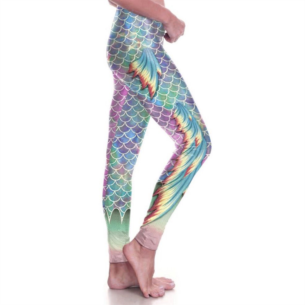 NUOVI Bambini sirena scala pesce stampa SLIM FIT da Discoteca Lucidi Pantaloni Leggings Metallico