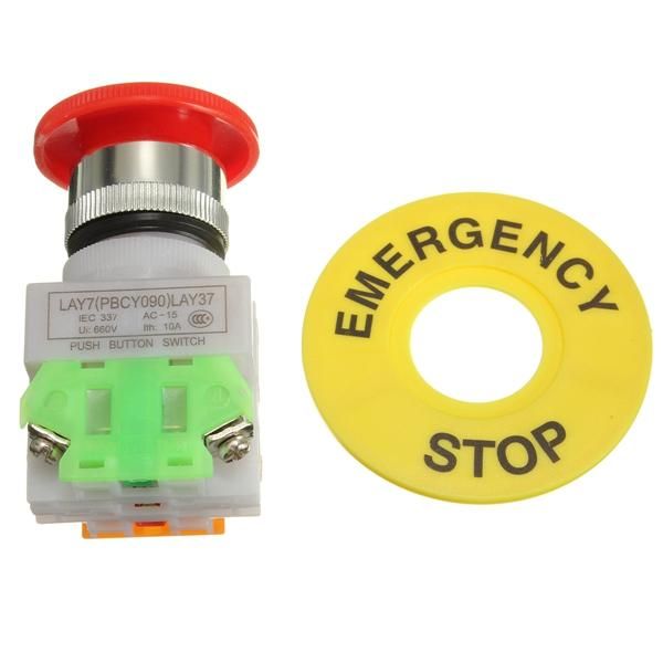660 V WMLBK Interruptor de parada de emergencia placa roja autobloqueo tapa de seta 10 A