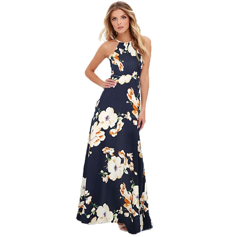Maxi vestido largo 2019 vestidos de verano de las mujeres con floral vestido boho