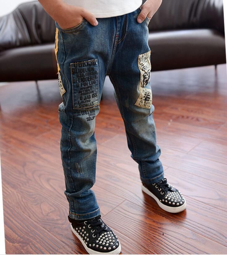 Jeans de moda para niños de alta para niños, pantalones vaqueros coreanos delgados y coreanos,