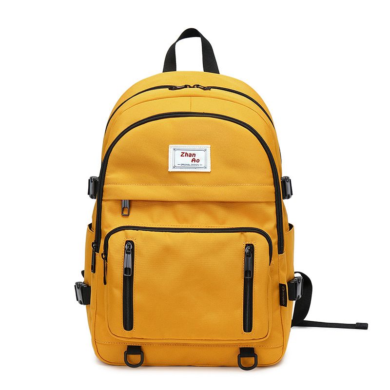 Solid Backpack With Yellow, Black And Gray, Functional Travelling Bag ...