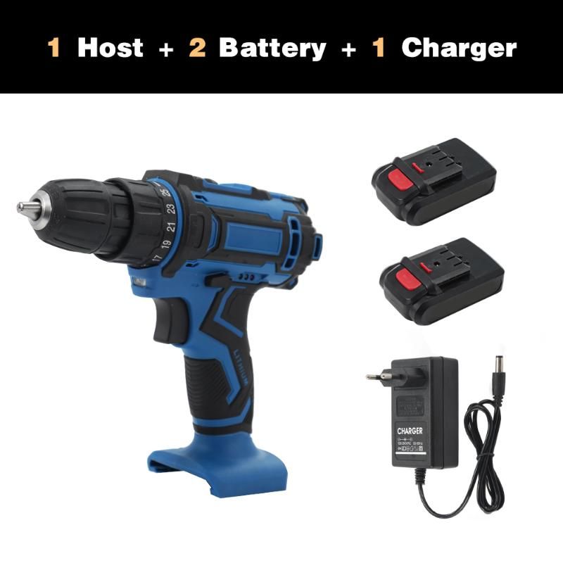 2020 Ergonomic 21V Electric Cordless Drill Set With 1/2 Li Ion Battery