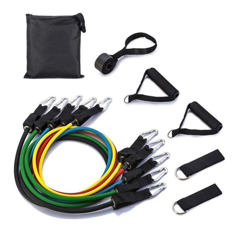 Bolsa de Transporte Protector de Tubo 13pcs Bandas Elásticas con Tubos Resistencia Correa para Tobillos Manijas Anclaje para Puerta WOWGO Bandas de Resistencia