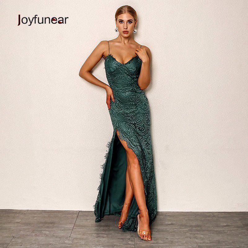 green lace maxi dress