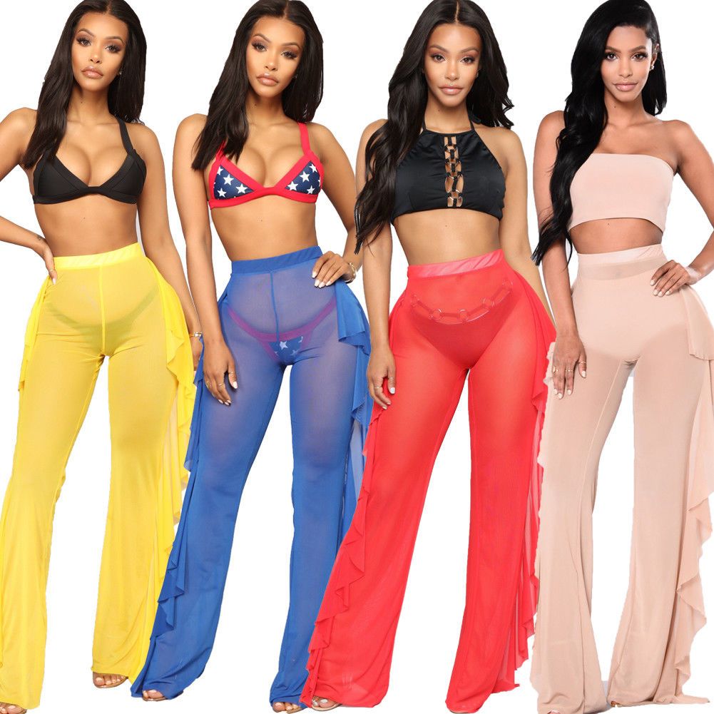mesh swim cover up pants
