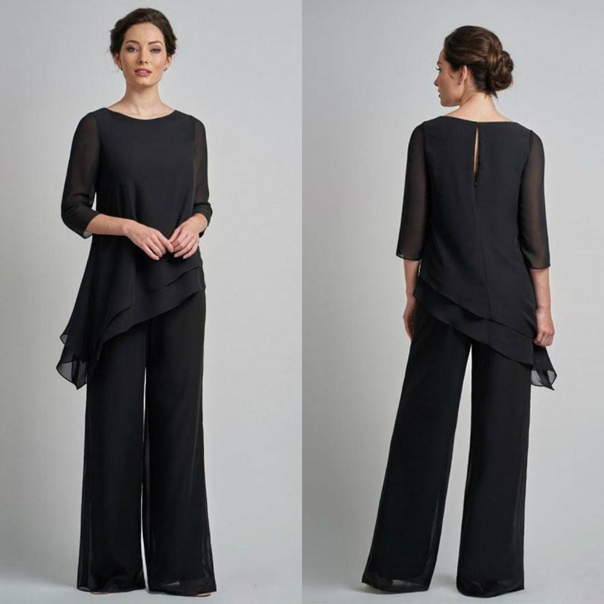 black long sleeve pant suit