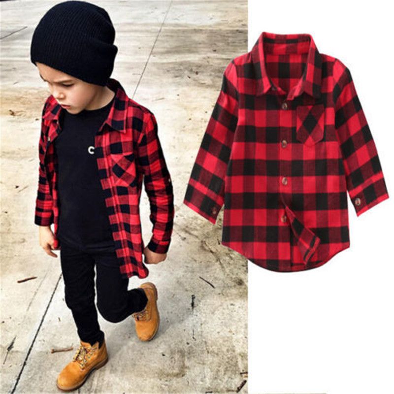 Outfit para niños con camisa de cuadros Clearance