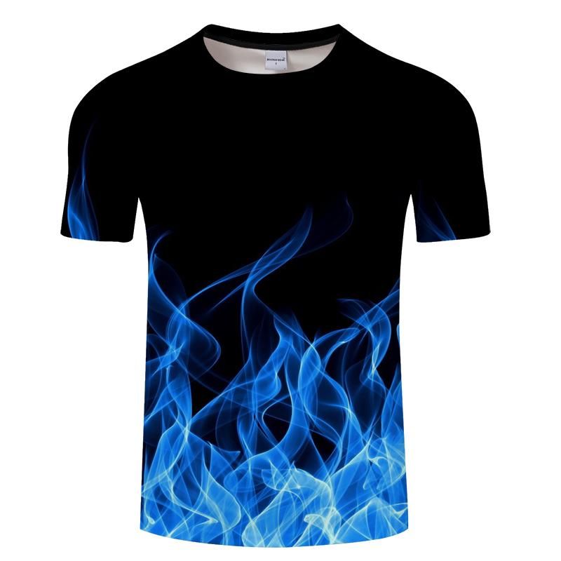 Blue Red Flaming Tshirt Men T Shirt 3d T Shirt Black Tee Casual Top ...