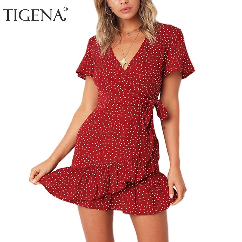 casual red summer dress