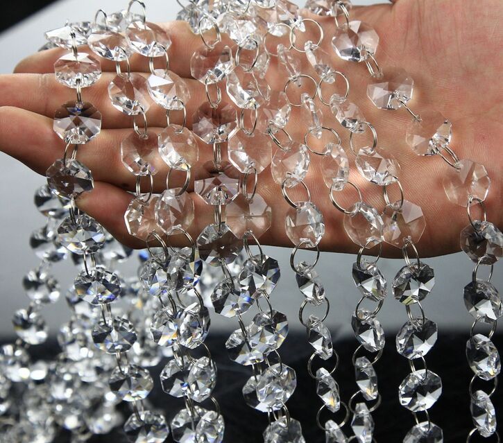 14mm acrílico perlas octagonales cadena cadena línea cadena boda decoración de la fiesta 