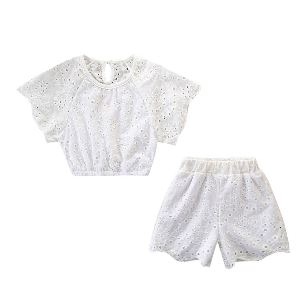 Toddler Kids Baby Girls Outfits T-shirt Tops+Shorts Pants Summer Clothes Set