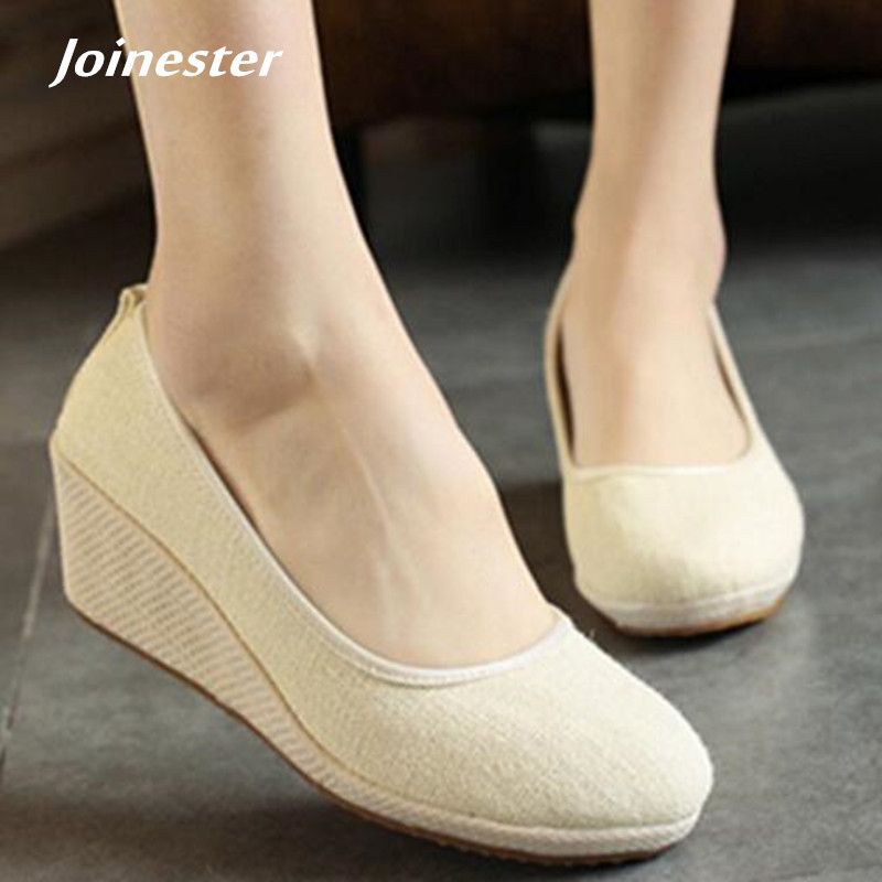 vestir de diseñador Mujeres Color puro Bombas de de cáñamo vintage redonda