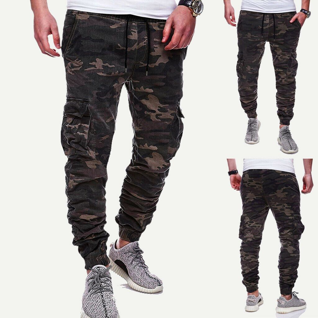 mens elastic waist camo pants