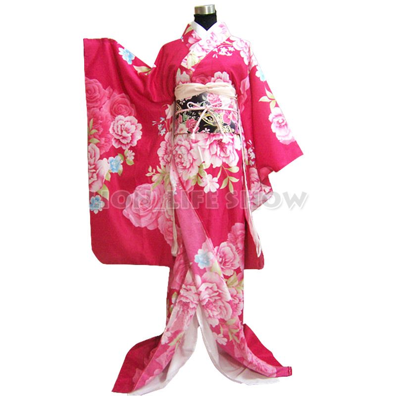 Compre Japonesa Tradicional Furisode Rosa Rosa Quimono Vestido Senhora Floral Traje Cosplay De Gingerliu, $329,74 | Pt.Dhgate.Com