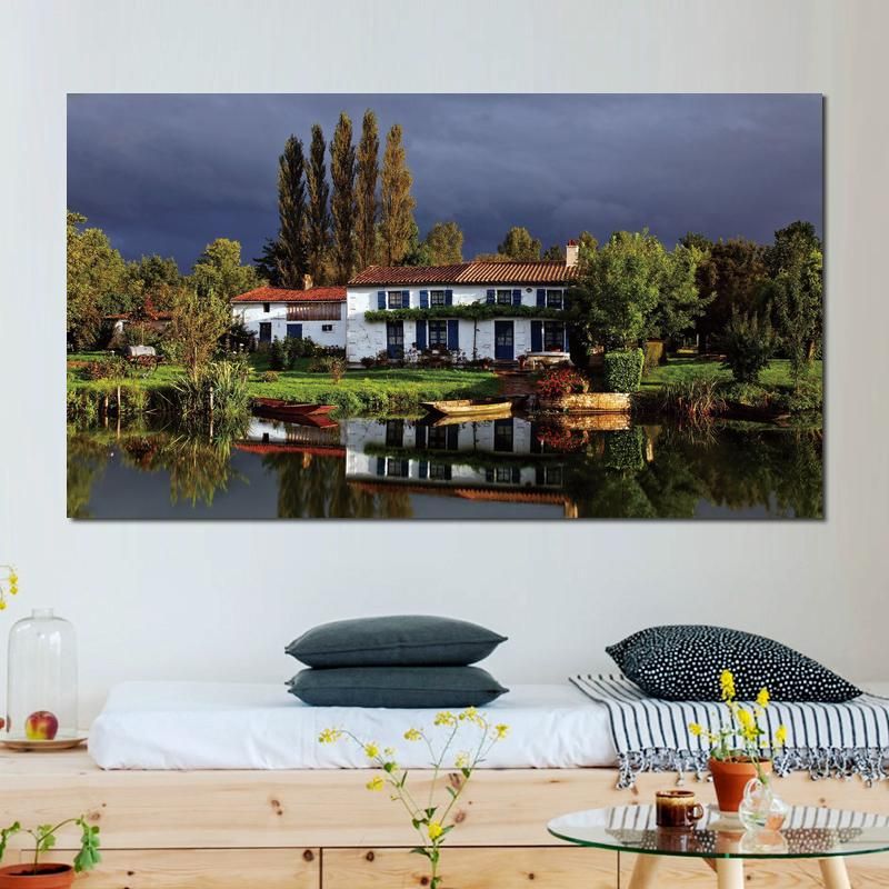 Kupit Optom Dachnyj Domik Nebo Trava Derevya Poster Print Nastennyj Risunok Dlya Prihozhej Dekor Otkyrre V Kategorii Risovanie 759 Rub Na Ru Dhgate Com Dhgate