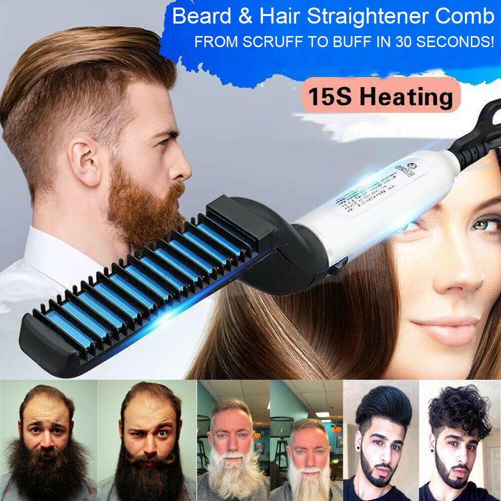 Quick Beard Straightener Multifunctional Hair Comb Curling Curler Show Cap Men