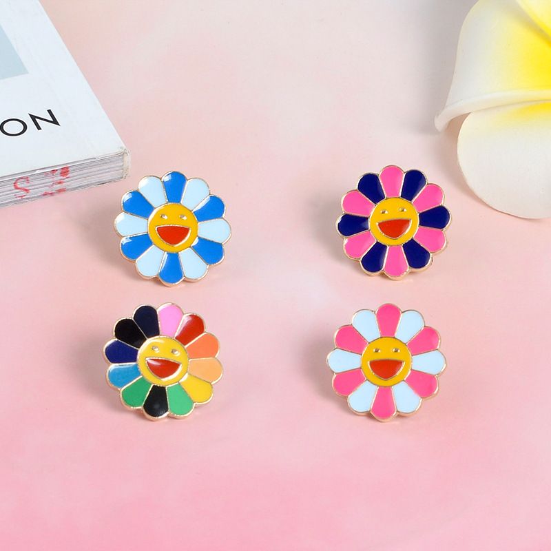 21 Rainbow Flower Enamel Pins Smiling Flower Brooch Sun Flower Badges Japanese Art Gifts Men Women Wholesale From Hiphopkingdom 5 41 Dhgate Com