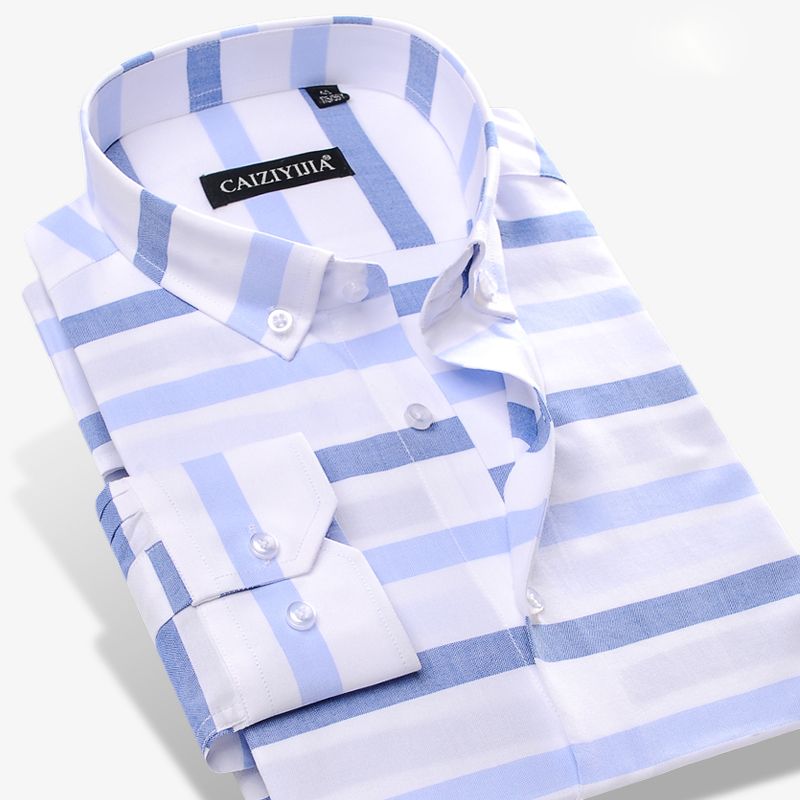 Horizontal Striped Dress Shirt Comfort 