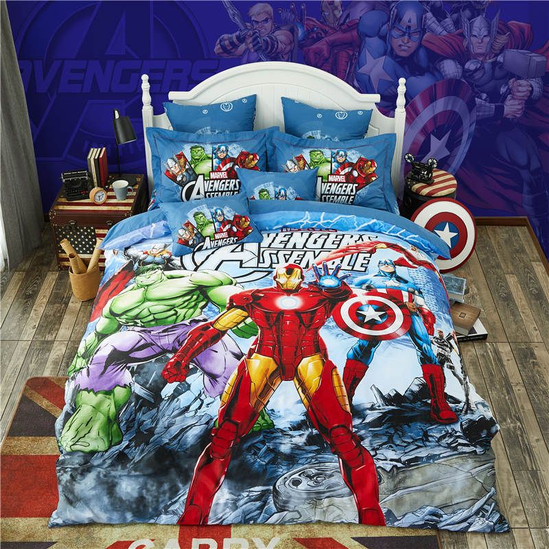 Marvel Avengers Bedding Set Cotton Printed Bed Sheet Set Single