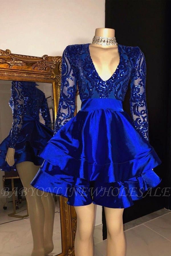 Sexy Royal Blue Sequined Short Cocktail ...