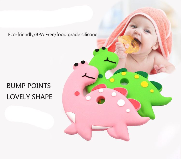 Baby Cute Dinosaur Baby Ring BPA Free Silicone Teething Toy Teether Beads DIY