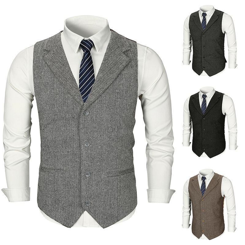 Satin Al 2020 Damat Yelek Vintage Kahverengi Tweed Groomsmen Yun Baliksirti 4 Stil Erkek Takim Elbise Yelek Slim Fit Erkekler Elbise Yelek Ozel Dugun Yelek Tl222 75 Dhgate Comda