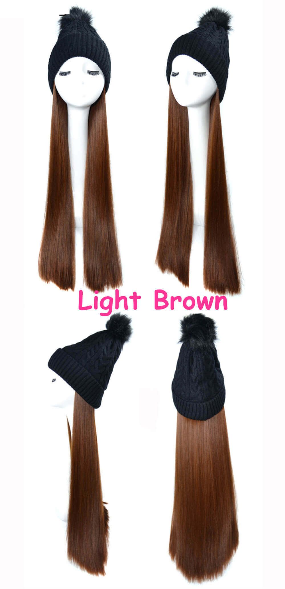 Black wig Light brown straight Hair