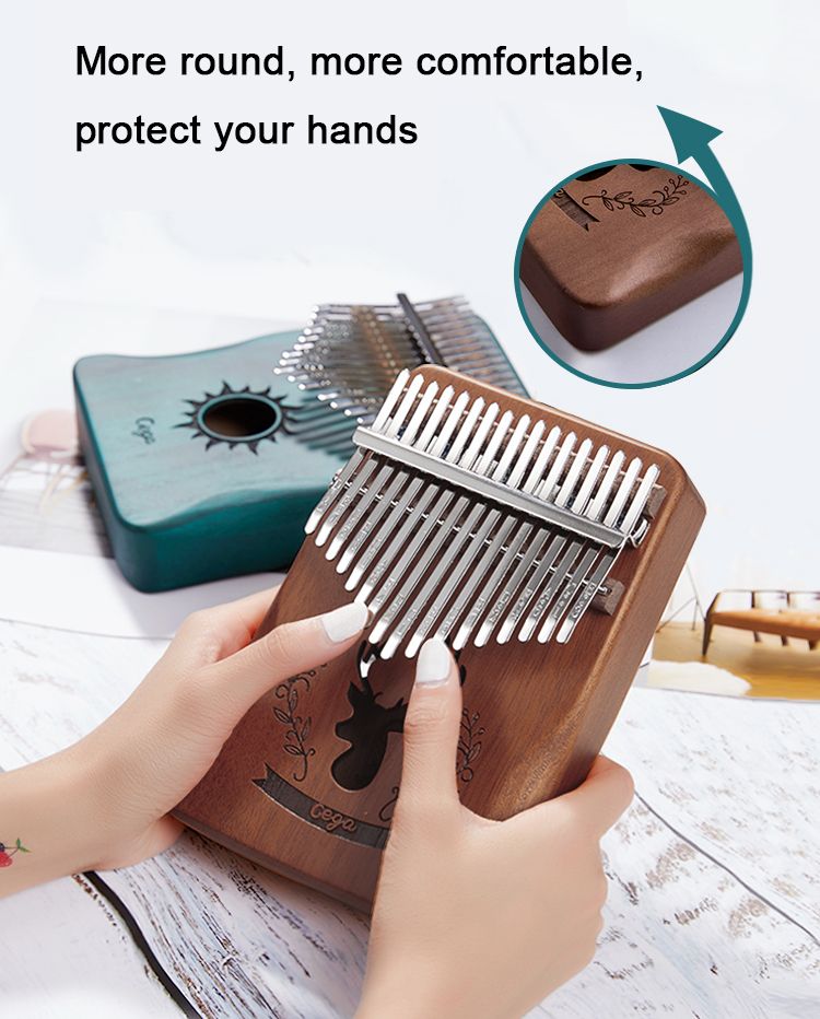 Kalimba Piano per pianoforte a corpo in legno di mogano con pick-up incorporato burlywood Pianoforte a pollice a 17 tasti portatile Kalimba Piano per pianoforte a corpo in legno di mogano con pick-up incorporato burlywood Pianoforte a pollice a 17 tasti portatile