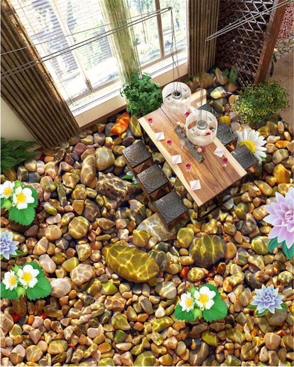 Custom Any Size 3d Mural Wallpaper Flowing Water And Wealth Stone