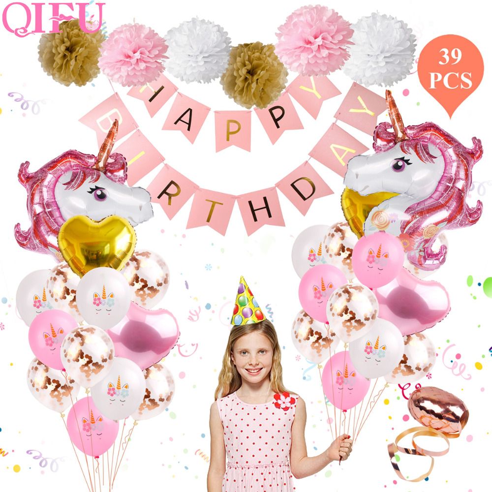 Qifu Unicorn Party Supplies Unicorn Decor Set Birthday Party Decor