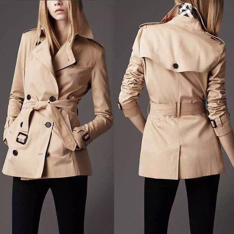 Womens Short Trench Coat Khaki 