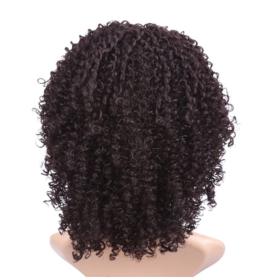 14inch Kinky Curly Synthetic Lace Front Wig Short Hair Afro V Cut
