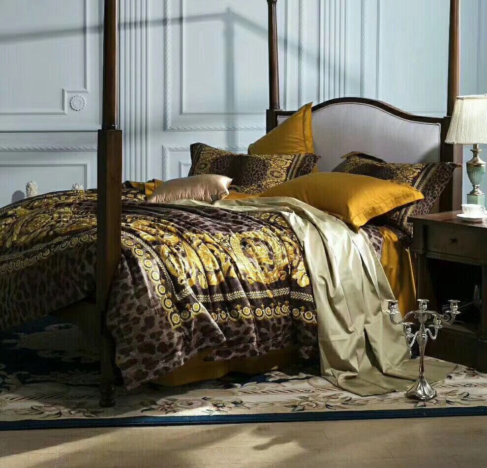 2019 Super Luxury European Style Luxury Gold Bedding Set Fashion